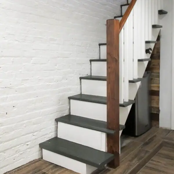 Refinished basement stairs - Basement stair facelift