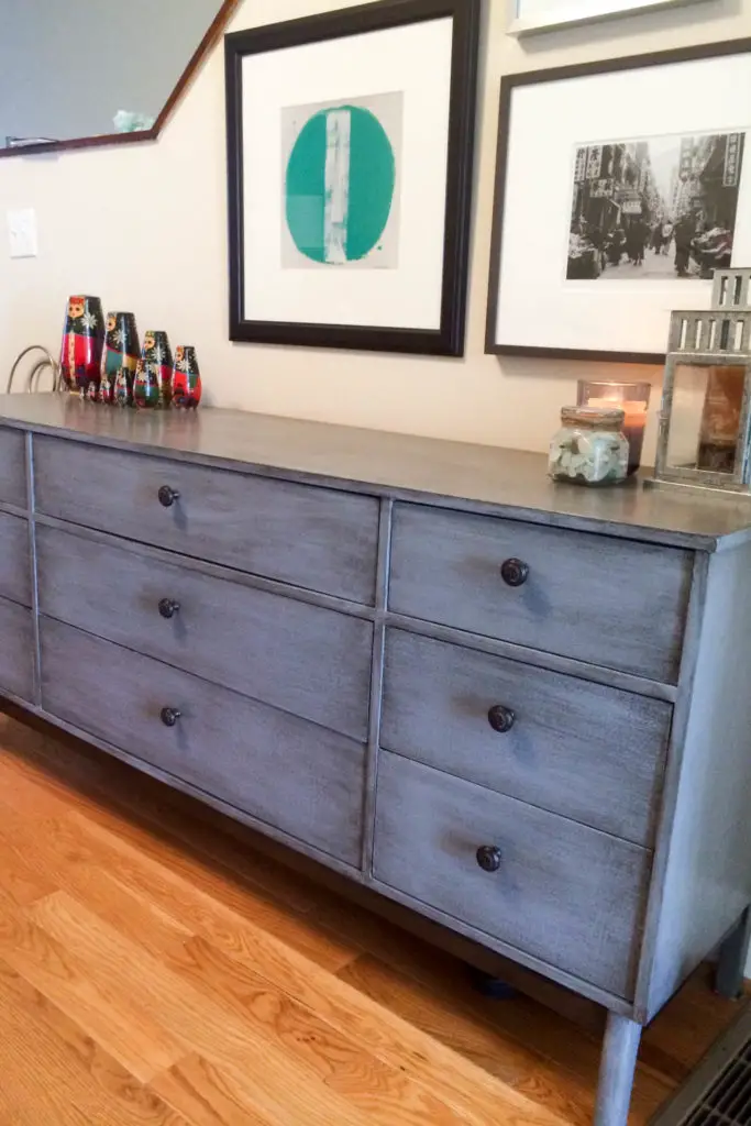 Valspar antiquing glaze on a painted credenza