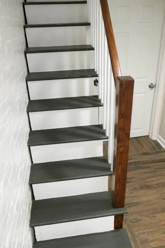 Upgrading basement stairs with paint and plywood - no need to rip them out!