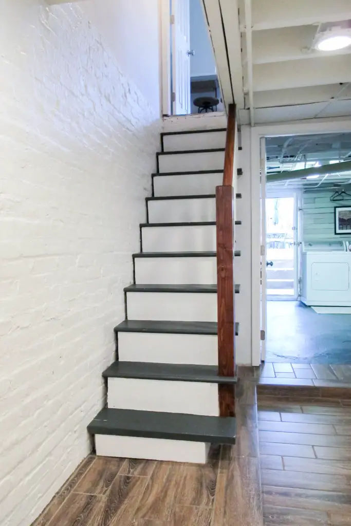 Upgrading basement stairs with paint and plywood - no need to rip them out!