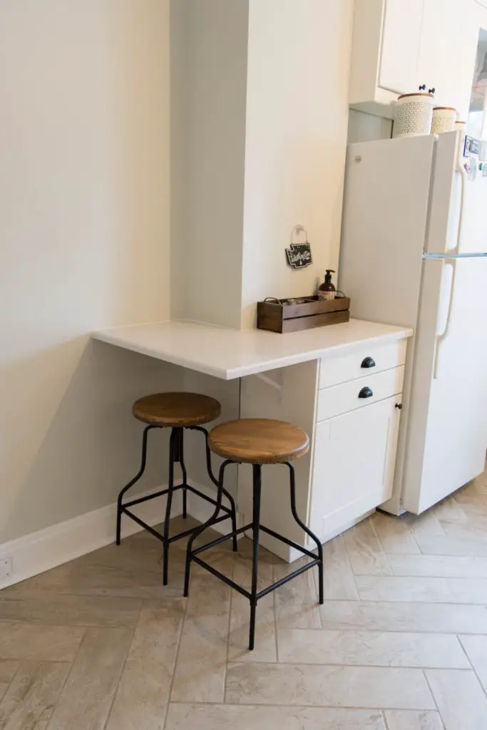 Small breakfast nook or bar for two in a tiny kitchen