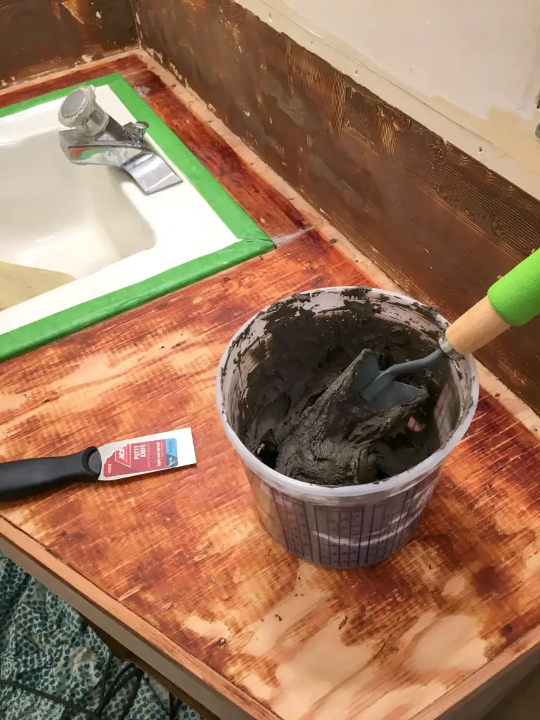DIY faux concrete counter tops with Ardex Feather Finish. The secret to a durable finish is rather simple!