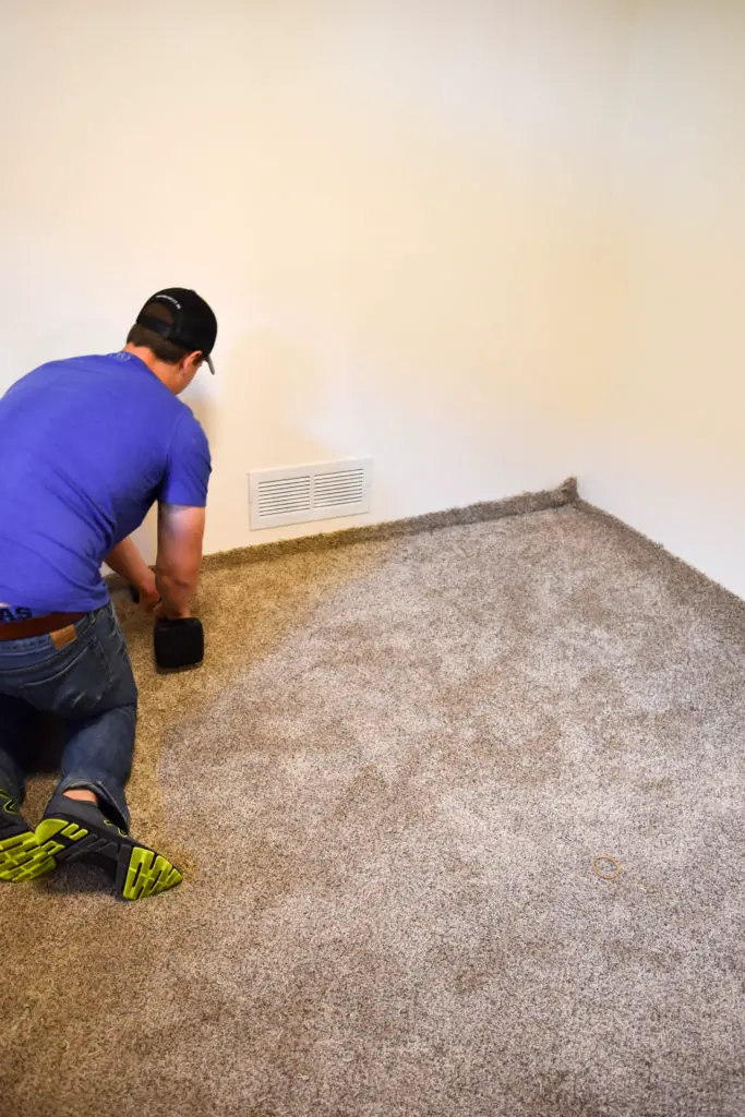 How to transplant carpet in your home - or - install new carpet. Rent a carpet kicker from a home improvement store, watch a couple YouTube videos, and get to work!