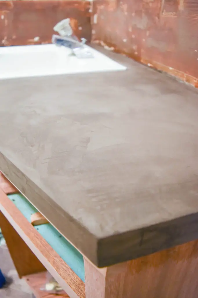 How to achieve durable faux concrete counters with Ardex Feather Finish and one simple ingredient. | EffieRow.com
