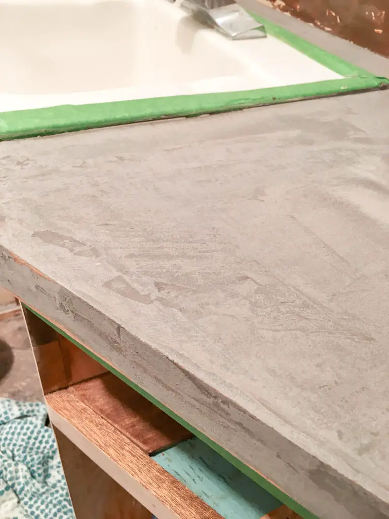 How to achieve durable faux concrete counters with Ardex Feather Finish and one simple ingredient. | EffieRow.com