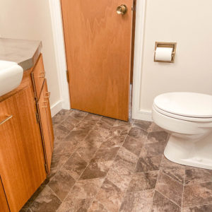 Peel 'n stick grouted vinyl tile floors