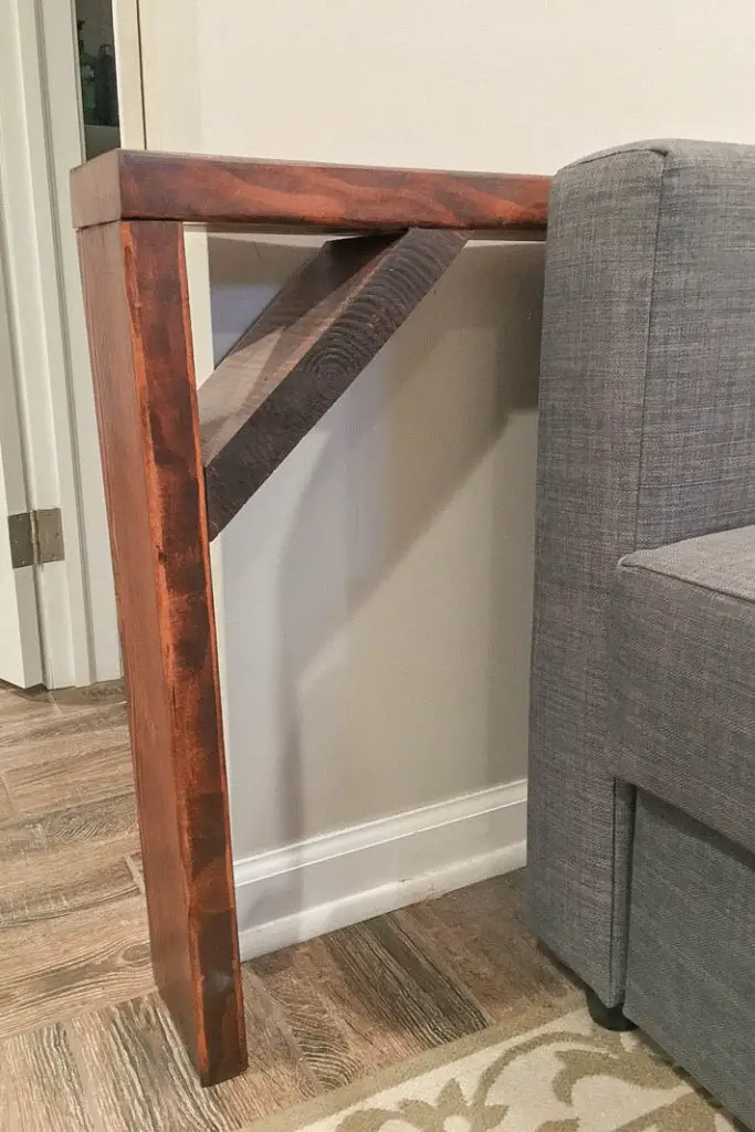 DIY behind the sofa table - if you don't have a saw ask the store to cut the 2x4s to length for you