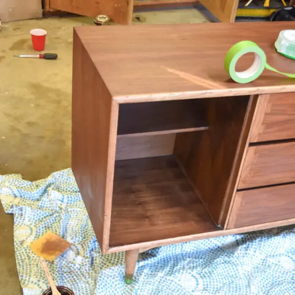 Stripping and refinishing mid century modern furniture. How to blend the different types of wood to create a uniform tone.