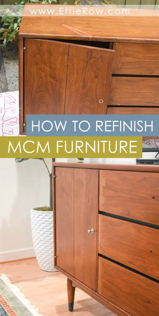 How to restore mid century modern furniture and achieve a perfect finish using steel wool. | #DIY #Minwax #MCM www.effierow.com