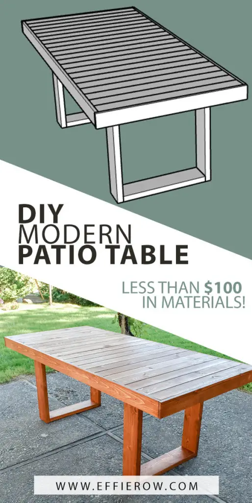 DIY Modern Patio table with cut list and instructions. | EffieRow.com

#DIYtable #modernpatiotable #diypatiotable