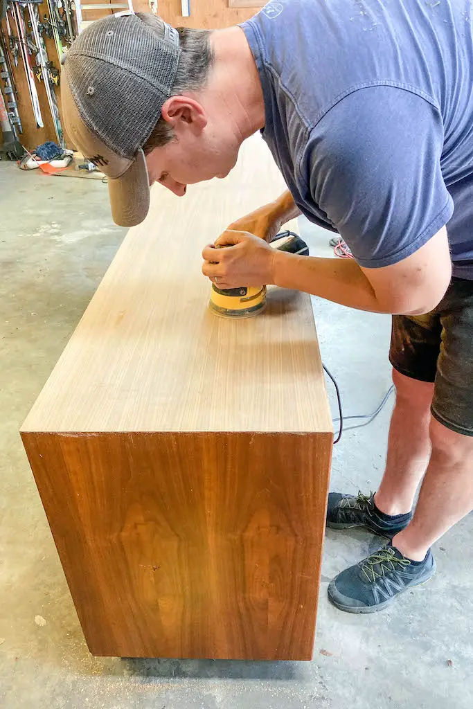 Mid-century teakwood Danish buffet. Stripped with Citristrip and restored with Watco Danish Oil and wipe on poly.