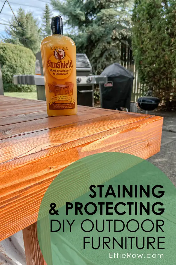 Refinishing our DIY modern patio table Cabot Australian Timber Oil and Howard's SunShield Wax. | EffieRow.com